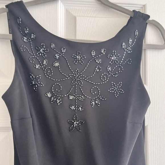 S.L. Fashions Dress Black 100% Polyester Pullover Beaded sleeveless Formal Y2K - Picture 2 of 8